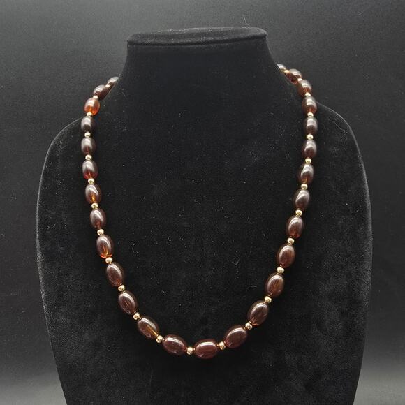 Avon 1980 Turtle Bay Necklace Faux Tortoise Brown Plastic Beaded - Picture 5 of 7